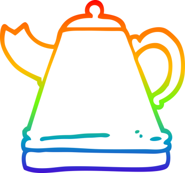 gökkuşağı gradyan çizgi çizimi bir insan tarafından çizilmiş bir çaydanlık