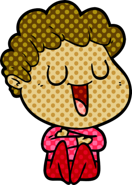 Bir insan tarafından çizilmiş gülen karikatür adam.