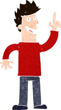 Bir insan tarafından çizilmiş yeni bir fikri olan bir çizgi film adamı.