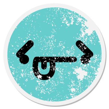 Bir insan tarafından çizilmiş mağlup yüz dairesel etiketi