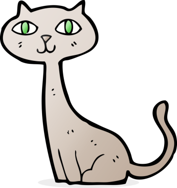 Bir insan tarafından çizilmiş çizgi film kedisi.