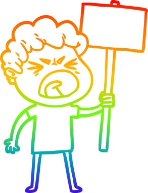 Bir insan tarafından çizilmiş öfkeli bir adamın çizdiği gökkuşağı gradyan çizgisi.