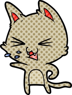 Bir insan tarafından çizilmiş kedi tıslaması.