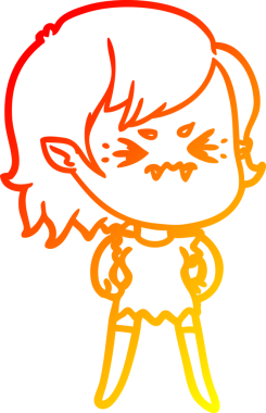 Bir insan tarafından çizilmiş kızgın bir vampir kız çizgi çizimi.