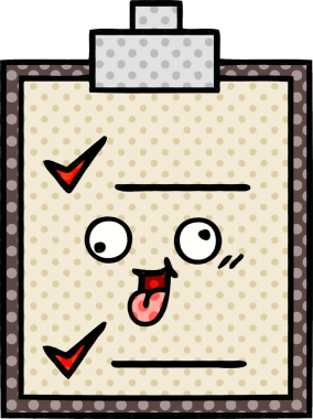 bir insan tarafından çizilmiş kontrol listesinin çizgi roman tarzı karikatürü