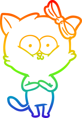 gökkuşağı gradyanı çizimi bir insan tarafından çizilmiş çizgi film kedisi