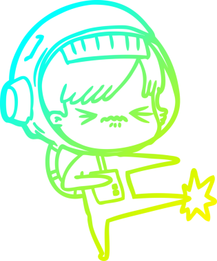 Bir insan tarafından çizilmiş soğuk gradyan çizgili astronot kadın çizimi.