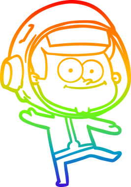 gökkuşağı gradyan çizimi mutlu bir astronot çizgi filmi bir insan tarafından çizildi