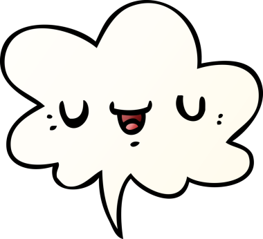 Bir insan tarafından çizilmiş yumuşak eğimli konuşma baloncuklu mutlu çizgi film yüzü