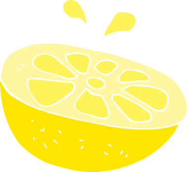 Bir insan tarafından çizilmiş limon düz renk çizimi