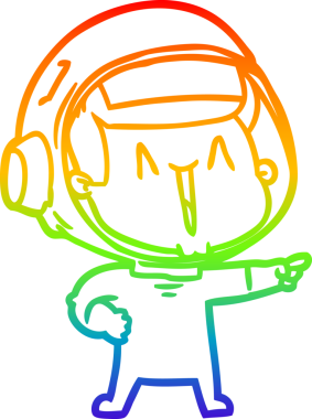 Gökkuşağı gradyan çizimi mutlu bir astronot çizimi bir insan tarafından çizilmiş