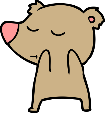 Bir insan tarafından çizilmiş mutlu çizgi film ayısı.