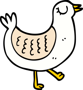 Bir insan tarafından çizilmiş el çizimi çizgi film kuşu.