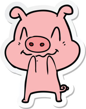 Bir insan tarafından çizilmiş sinirli bir domuzun çıkartması.