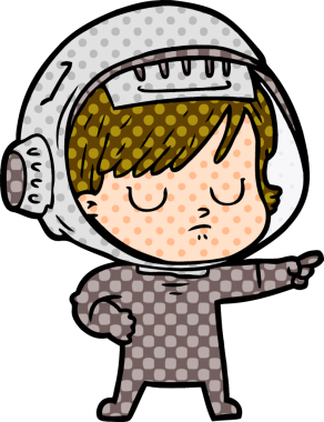 Bir insan tarafından çizilmiş astronot kadın.