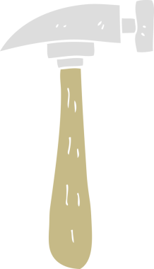 Bir insan tarafından çizilen çekicin düz renk çizimi