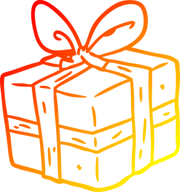 Bir insan tarafından çizilmiş bir hediyenin sıcak çizgi çizimi