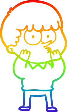 Gökkuşağı gradyanı çizimi Bir insan tarafından çizilmiş meraklı bir çocuk