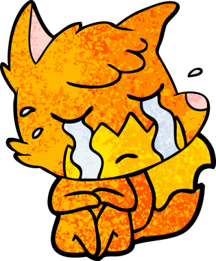 Bir insan tarafından çizilmiş ağlayan tilki çizgi filmi.