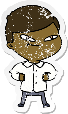 Bir insan tarafından çizilmiş kendine güvenen bir adamın sıkıntılı çıkartması.