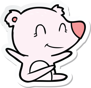 Bir insan tarafından çizilmiş gülümseyen ayı çizgi filminin çıkartması.