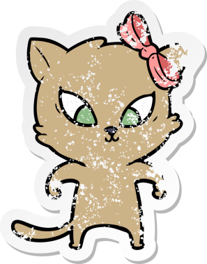 Bir insan tarafından çizilmiş karikatür bir kedinin sıkıntılı çıkartması.