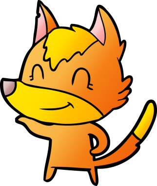 Bir insan tarafından çizilmiş tilki çizgi film karakteri