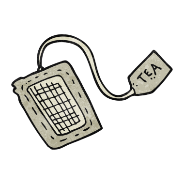 Bir insan tarafından çizilmiş el yazması retro çay poşeti.