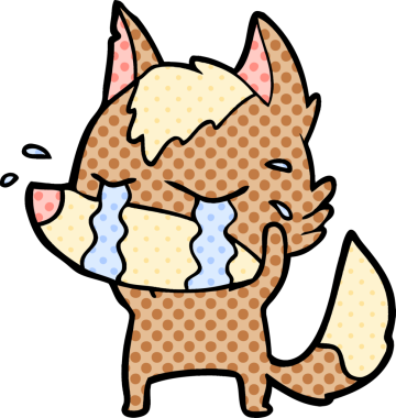 Bir insan tarafından çizilmiş ağlayan kurt çizgi filmi.