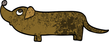 Bir insan tarafından çizilmiş grunge desenli çizgi film dachshund.