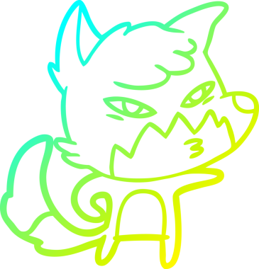 Bir insan tarafından çizilmiş akıllı bir tilkinin soğuk çizgi çizimi.