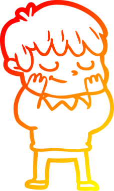 Bir insan tarafından çizilen mutlu bir çocuğun sıcak çizgi çizimi.