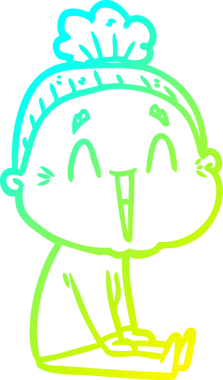 Bir insan tarafından çizilmiş, mutlu, yaşlı bir kadının çizdiği soğuk çizgi.