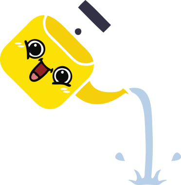 Bir insan tarafından çizilmiş bir çaydanlığın düz renkli retro karikatürü