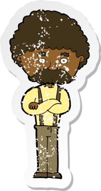 Bir insan tarafından çizilmiş yaşlı bir adamın karikatür yapıştırması.