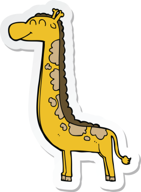 Bir insan tarafından çizilmiş bir zürafanın çıkartması.