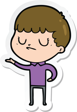 Bir insan tarafından çizilmiş huysuz bir çocuğun çıkartması.