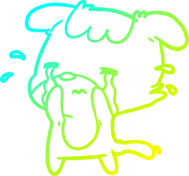 Hüzünlü bir köpeğin insan tarafından çizilmiş ağlama çizgisi.