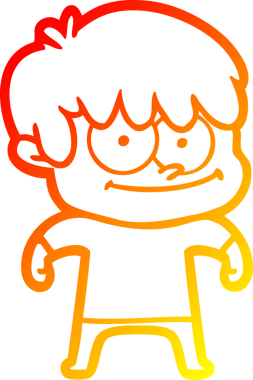 Bir insan tarafından çizilmiş mutlu bir çizgi film karakteri çizimi.