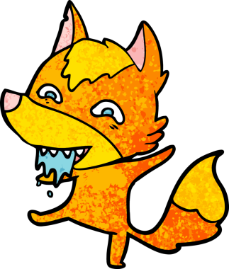 Bir insan tarafından çizilmiş tilki çizgi film karakteri