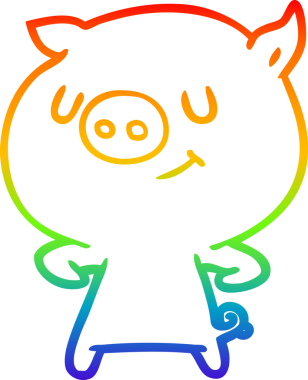 gökkuşağı gradyan çizimi mutlu çizgi domuz çizimi bir insan tarafından çizilmiş