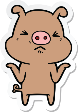 Bir insan tarafından çizilmiş kızgın bir domuzun çıkartması.