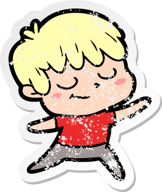 Bir insan tarafından çizilmiş mutlu bir çocuğun sıkıntılı çıkartması.