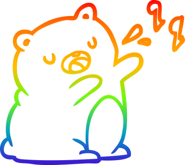 Bir ayının çizdiği gökkuşağı gradyanı bir insan tarafından çizilmiş bir şarkıyı söylüyor.