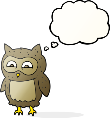 Bir insan tarafından çizilmiş serbest çizim baloncuk baykuş.