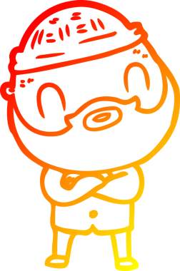 Bir insan tarafından çizilmiş sakallı bir adamın sıcak çizgi çizimi.