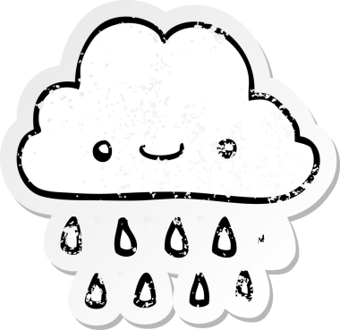 Bir insan tarafından çizilmiş karikatür fırtına bulutunun sıkıntılı çıkartması.