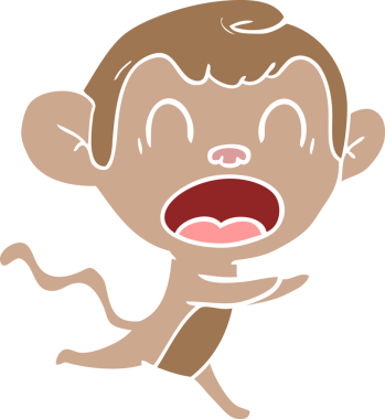 Bir insan tarafından çizilmiş düz renkli çizgi film maymunu