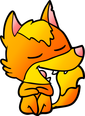 Bir insan tarafından çizilmiş tilki çizgi film karakteri