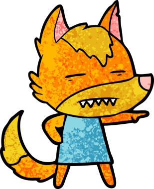 Bir insan tarafından çizilmiş tilki çizgi film karakteri